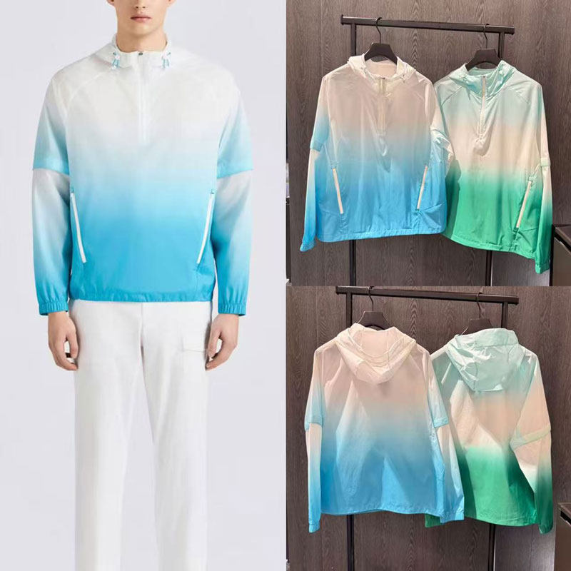 Windbreaker Men Zip - 2026 韓国スタイルメンズゴルフ日焼け防止ジャケット軽量ジップアップフード付きアウトドアスポーツウインドブレーカー