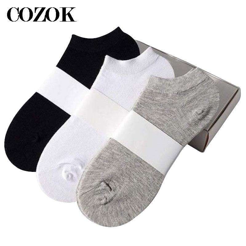 Socks Ankle Men - 10 個 = 5 ペアメンズ靴下カジュアル通気性ボートソックス高品質綿ショートメンズアンクルソックス夏男性黒靴下スリッパ