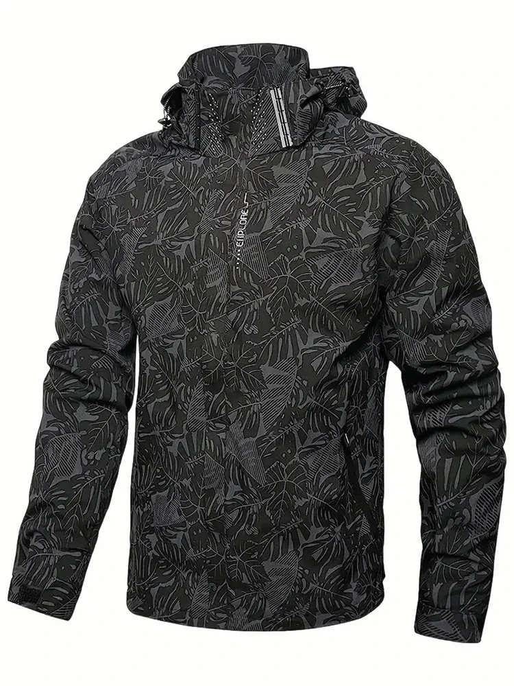 Windbreaker Men Zip - メンズカジュアル防水ウインドブレーカー釣りハイキングジャケットフルジップアップフード付きシェルアウトドアハイキングコート秋用プラスサイズ5XL
