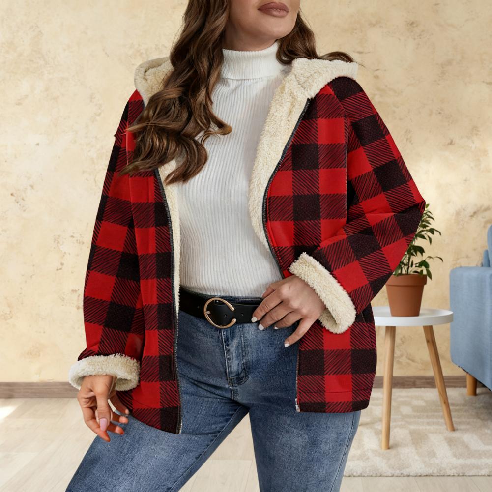 Sherpa Jacket Fleece - レディース シェルパ チェック柄 シャケット 長袖 フリース裏地付きジャケット