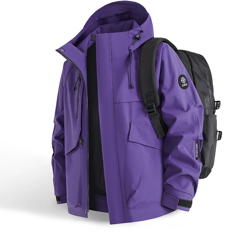 Windbreaker Men Zip - 防水ジャケット男性屋外ハイキングキャンプウインドブレーカーフード付きソフトシェルジップアップコート軽量ユニセックス春秋コート