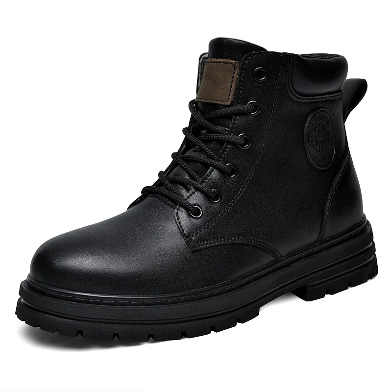 Men'S Fashion For 30 Year Olds - ビッグサイズ49 50 冬用ブラックレザーブーツ メンズ レディース カップル向け