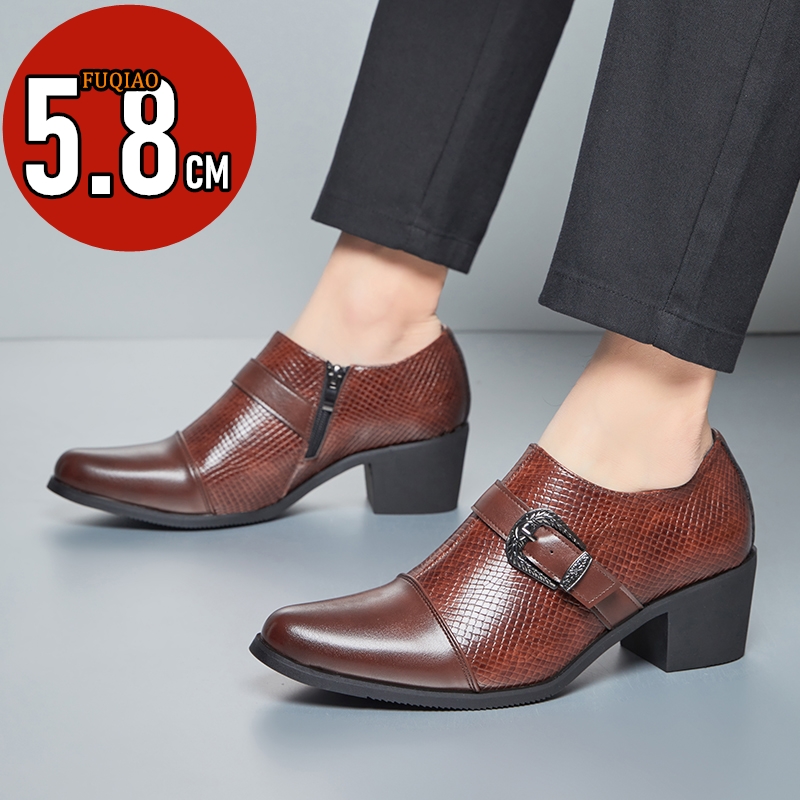 Men'S Fashion Formal - ヴィンテージスタイルメンズハイヒールレザーシューズスネークパターンファッション通気性快適な身長増加フォーマル結婚式オックスフォード