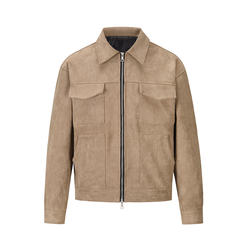 Windbreaker Men Zip - ハイストリートポケット付きラペルジップアップスエード厚手コートメンズレトロ無地ウィンドブレーカーゆったり冬用ジャケットオーバーサイズカジュアル服