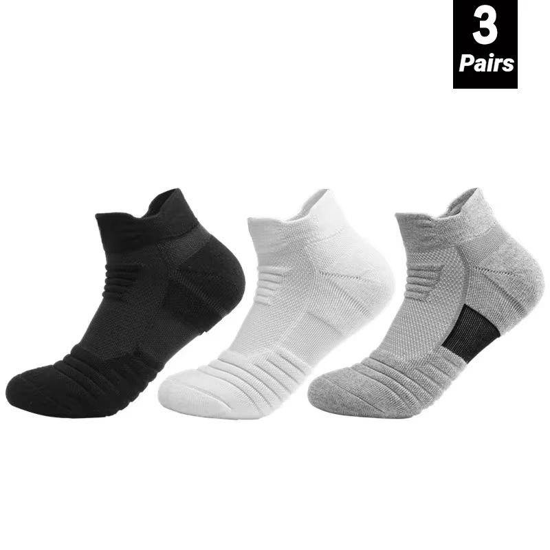 Socks Ankle Men - 3足組滑り止めサッカーソックス メンズ ショート・ロングチューブ サッカー バスケットボール スポーツ