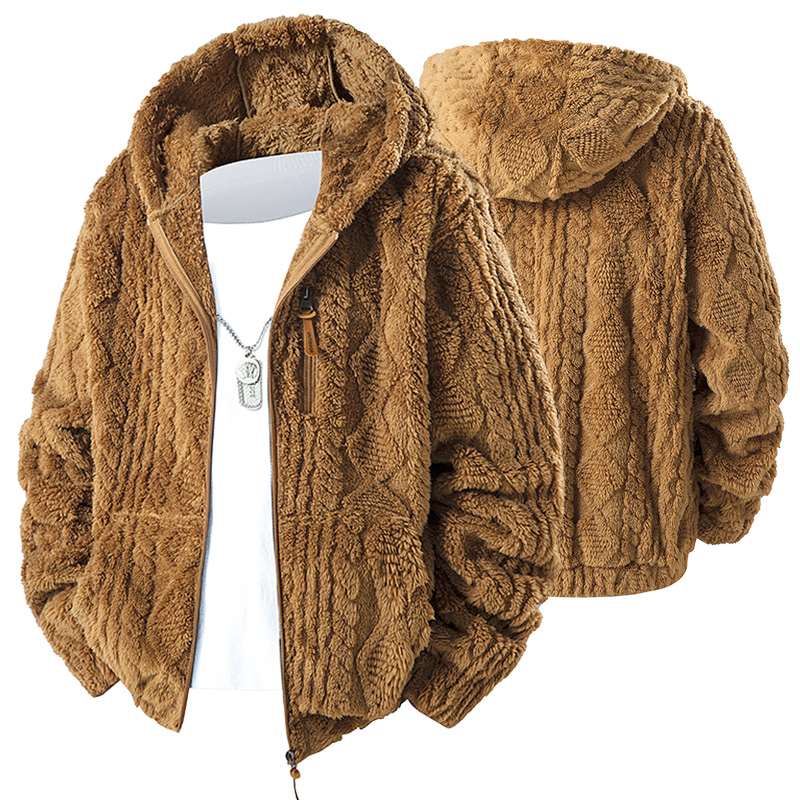Sherpa Jacket Fleece - 国境を越えた限定ヨーロッパサイズ 秋冬新作 フード付きフリースジッパー ジャケット メンズ プラスフリースコットンジャケット