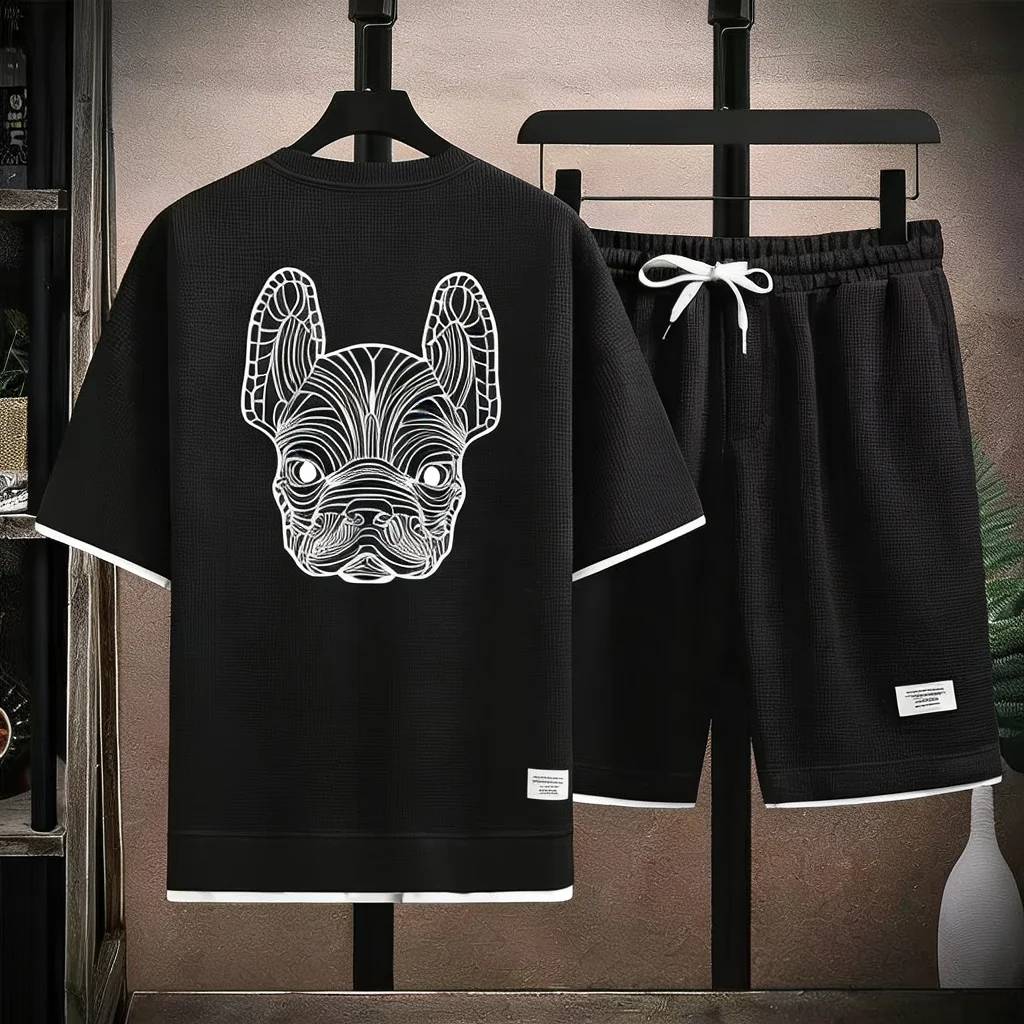 Mens Fashion Ideas - 夏のメンズ速乾カジュアル半袖Tシャツとショートパンツセットシティストリートファッションランニングスポーツ2ピーススーツ