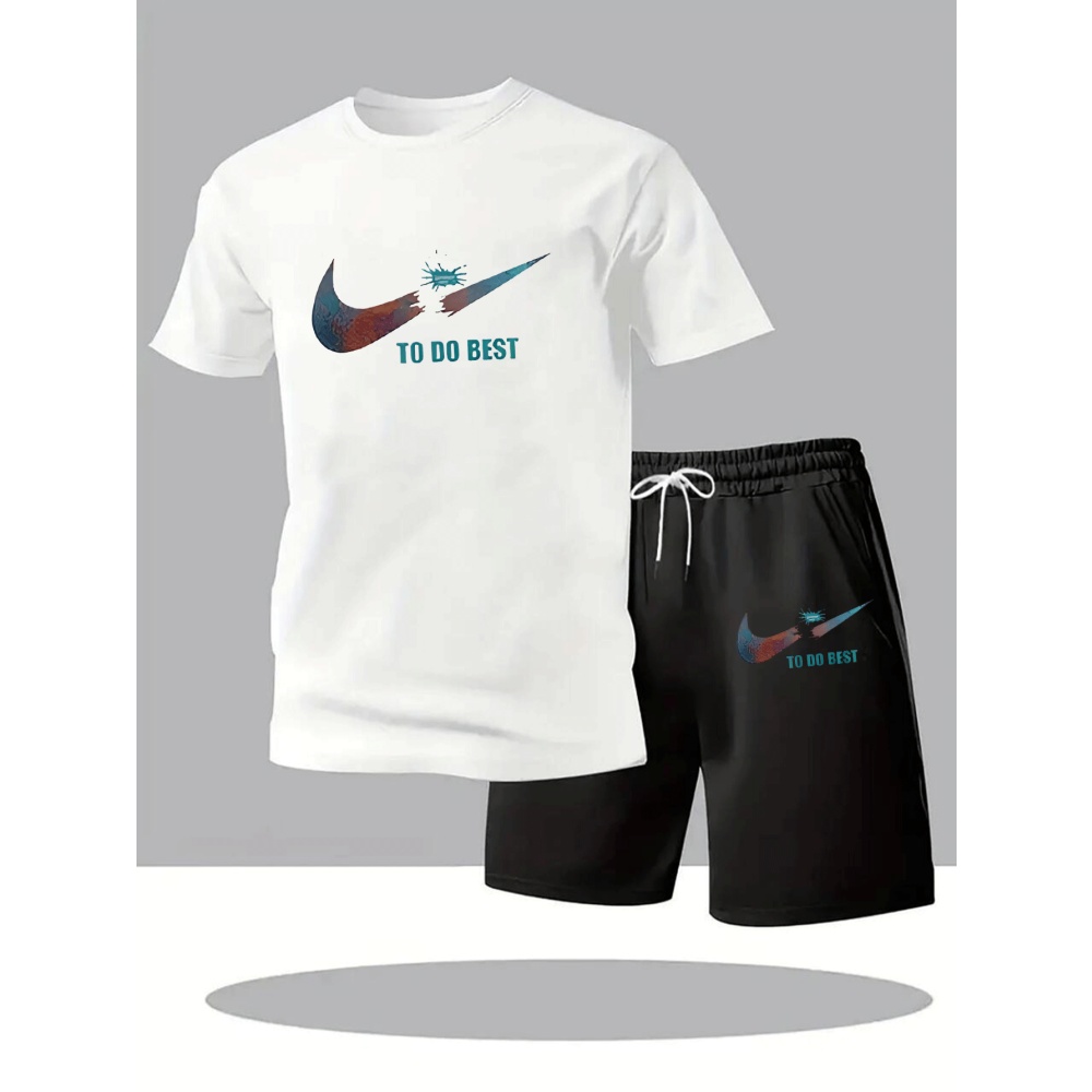 Men'S Fashion Formal - 新しい夏のスポーツウェアメンズスーツファッションツーピーススポーツフィットネスランニングカジュアル速乾性半袖ショーツセット男性