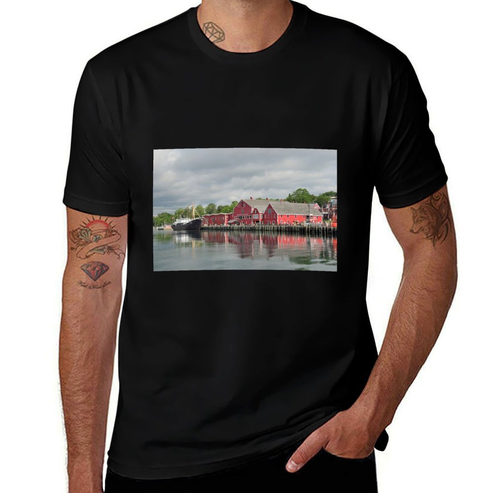 Men'S Fashion Nova - ノバスコシア州ルーネンバーグの町 Tシャツ カジュアルファッション 半袖 コットン Tシャツ