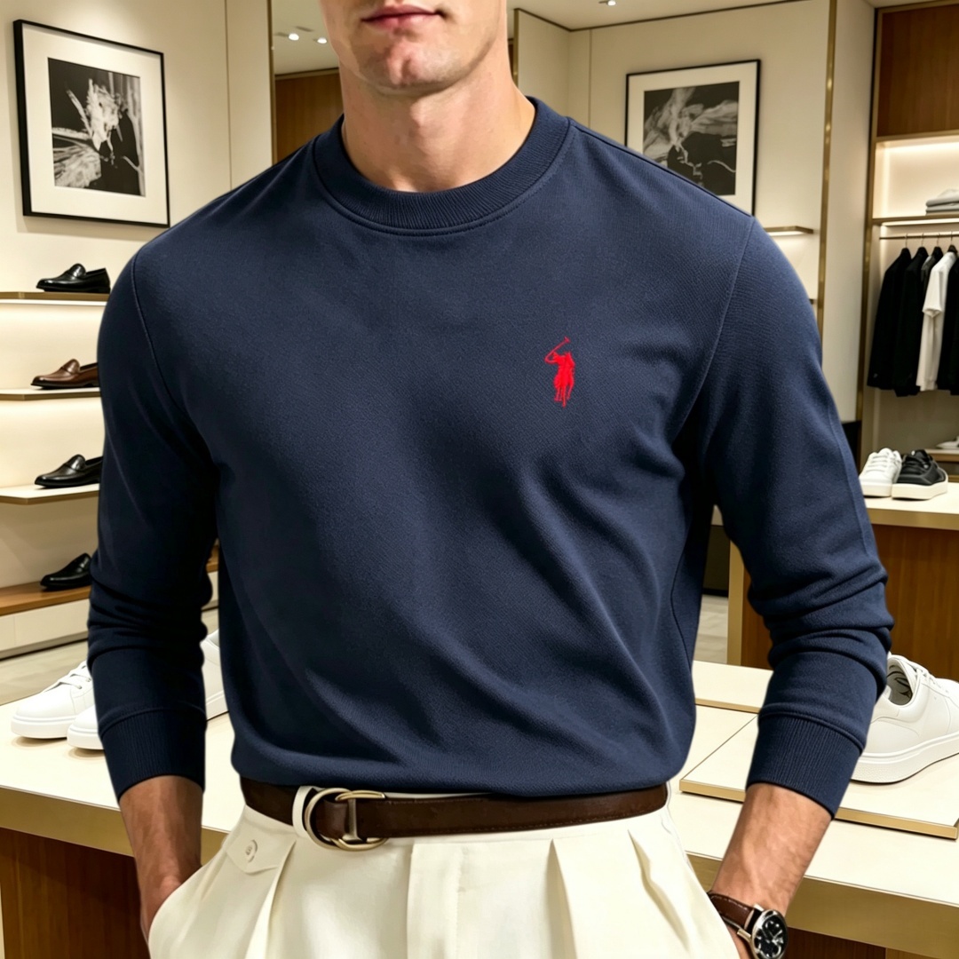 Men'S Fashion T Shirts - 柔らかなコットン素材の高級ブランドメンズ長袖ラウンドネックTシャツ、秋のファッション、刺繍入りルーズフィット韓国風スウェットシャツ、カジュアルトップス