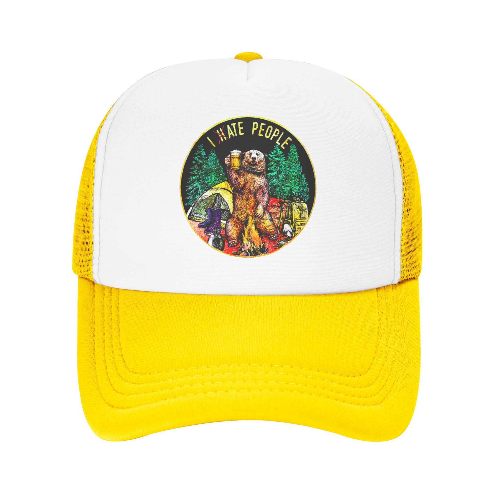 Trucker Hat Cap - I Hate People Bear キャンプ野球帽 アウトドア