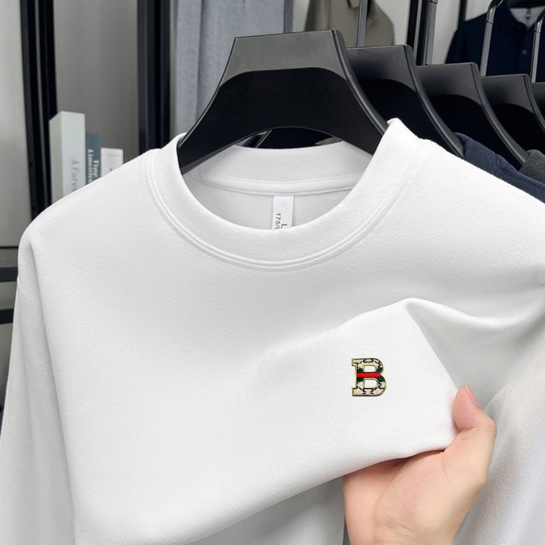 Men'S Fashion T Shirts - 柔らかなコットン素材の高級ブランドメンズ長袖ラウンドネックTシャツ、秋のファッション、刺繍入りルーズフィット韓国風スウェットシャツ、カジュアルトップス