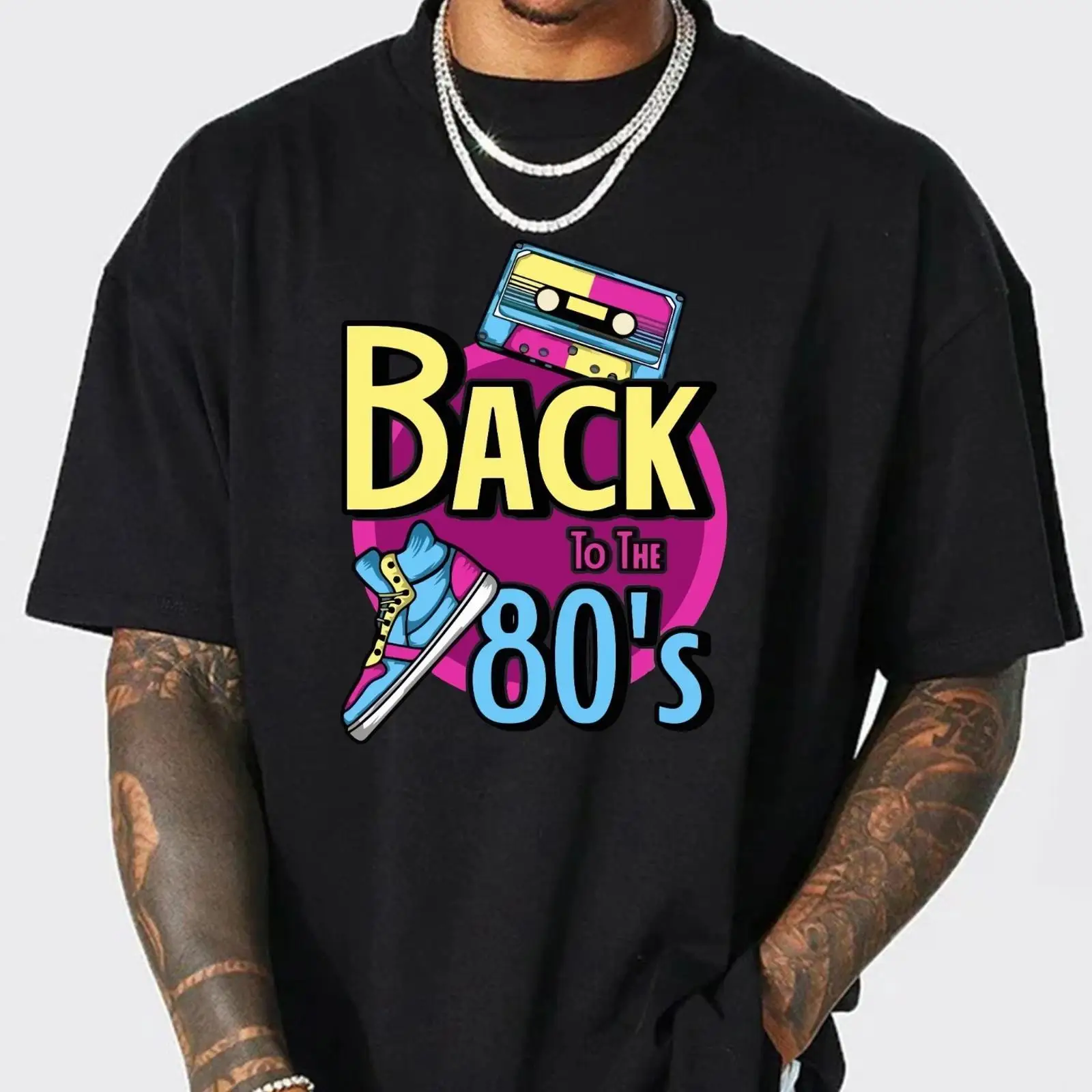 Mens Fashion In 1980S - 80年代レトロTシャツ ヴィンテージ1980年代カセットテープ柄 1/2 ヴィンテージウォッシュド ストリートウェア ソフト