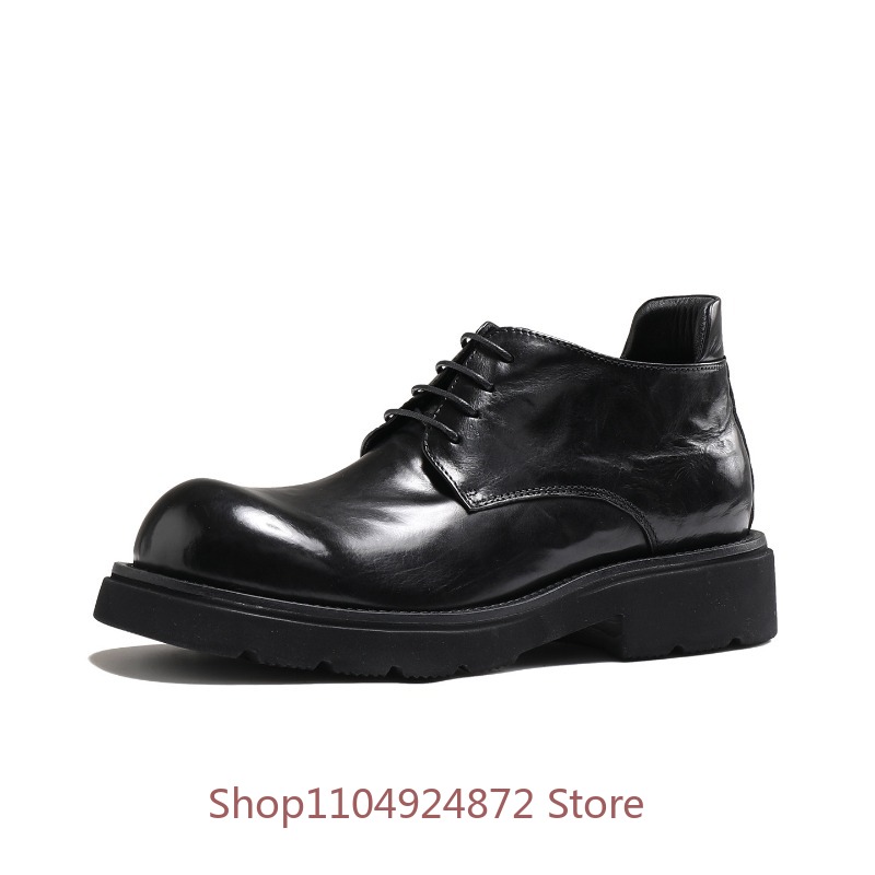 Men'S Fashion Formal - 高級ファッションラウンドトゥダービーシューズメンズ本革厚底身長増加ビジネスフォーマルチェルシーブーツ男性