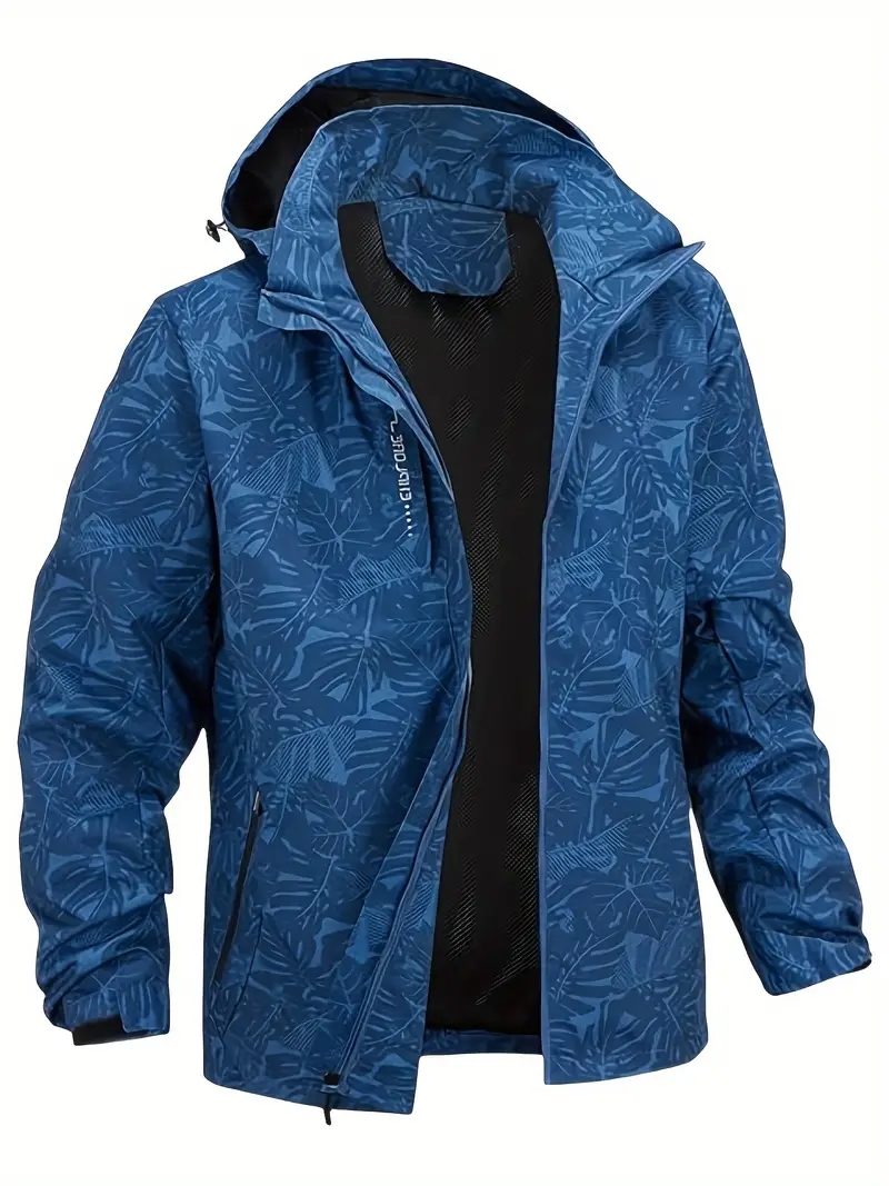 Windbreaker Men Zip - メンズカジュアル軽量防水ウインドブレーカージャケット、フルジップアップフード付きシェルアウトドアハイキングコート秋サイズ用