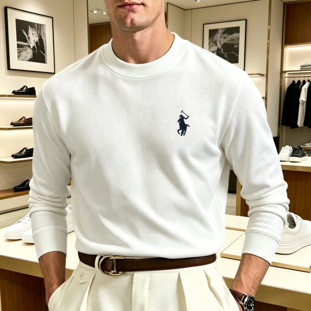 Men'S Fashion T Shirts - 柔らかなコットン素材の高級ブランドメンズ長袖ラウンドネックTシャツ、秋のファッション、刺繍入りルーズフィット韓国風スウェットシャツ、カジュアルトップス