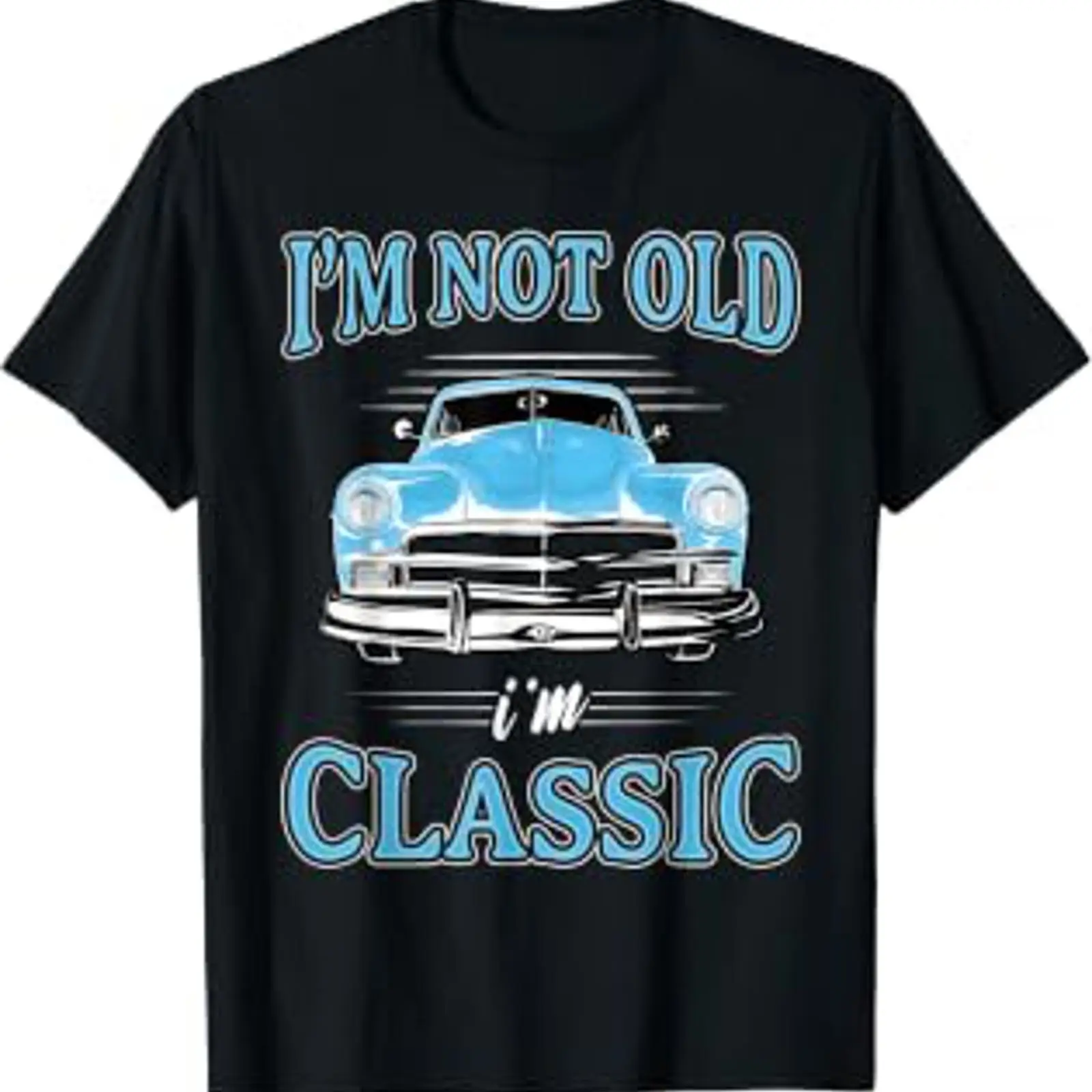 1950S Fashion Men'S - レトロ「私は年を取っていない」クラシック1950年代1960年代車Tシャツ ヴィンテージ ウォッシュ加工 やや柔らかく通気性あり カジュアルで快適 多用途ファッション