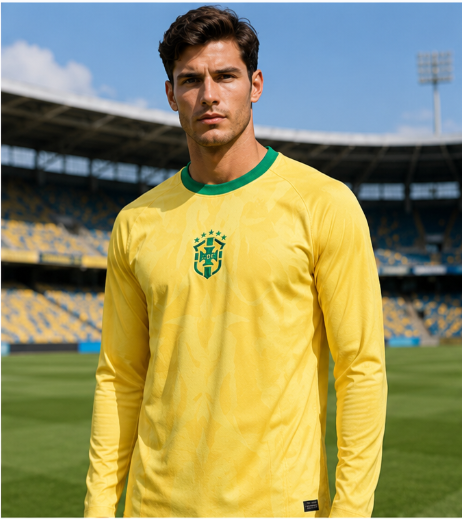 Mens Fashion Ideas - ブラジル2026記念版3Dプリント長袖サッカーシャツ速乾性通気性ファッショナブルデザイン