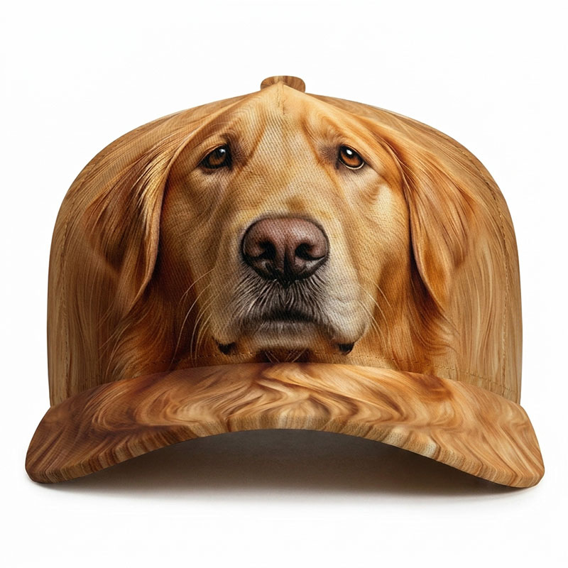 Trucker Hat Cap - ゴールデンレトリバー犬野球帽ペットふわふわ子犬ストリートウェアヒップホップ犬用帽子トラック運転手笑顔の子犬ゴールディギフトドライバーピークド