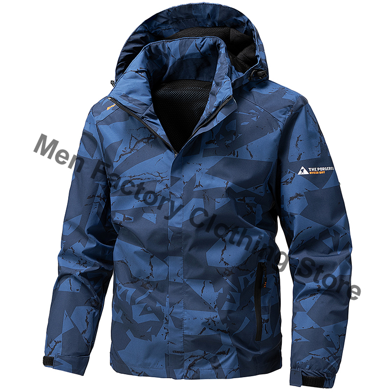Windbreaker Men Zip - ソフトシェル アウトドアジャケット メンズ ジップアップ フード付き 防水ジャケット
