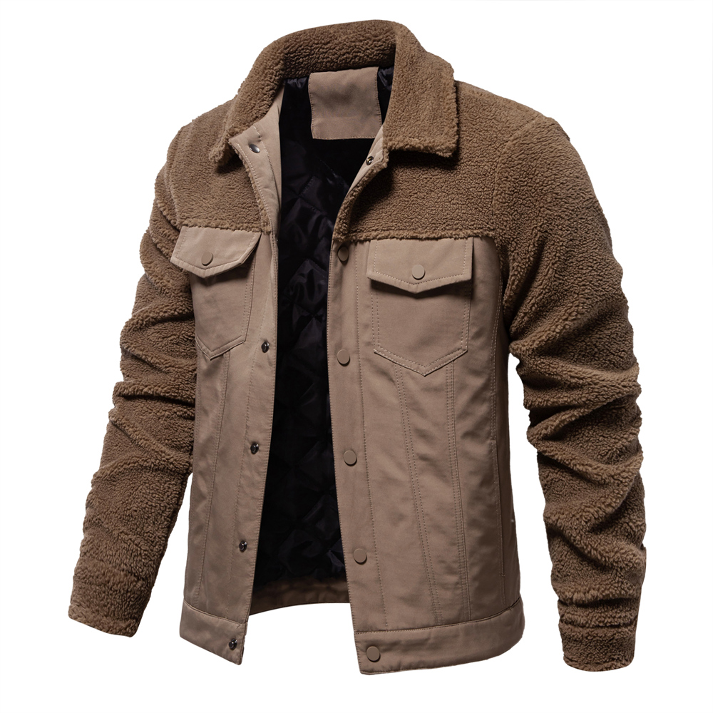 Aiopeson-毛皮の襟が付いたメンズフリースジャケット, - Sherpa Jacket Fleece のレビューと価格