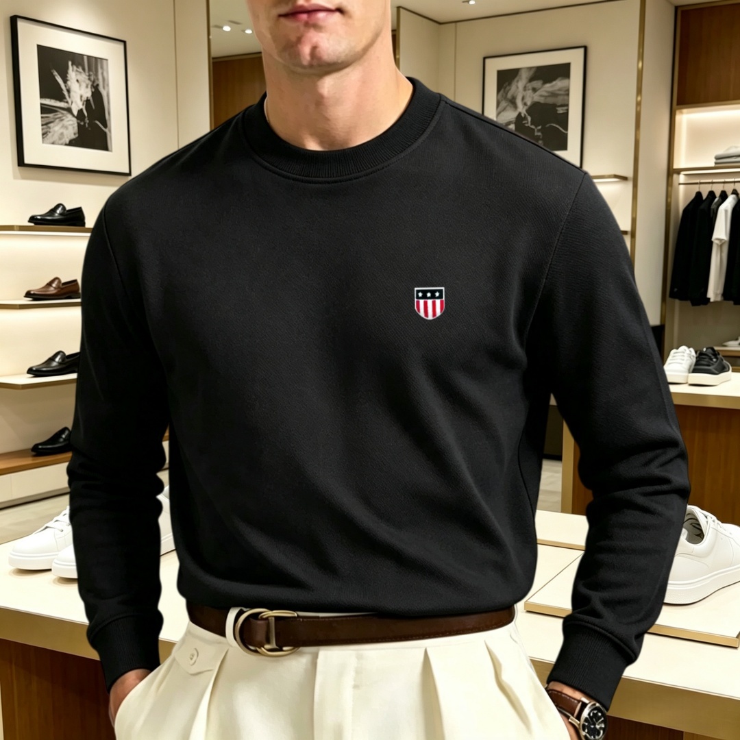 柔らかなコットン素材の高級ブランドメンズ長袖ラウンドネックT - Men'S Fashion T Shirts のレビューと価格