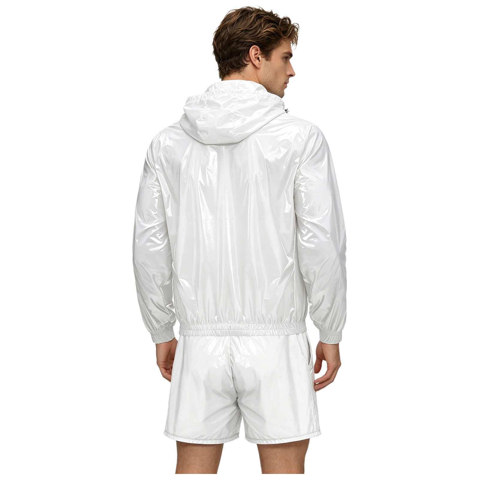 男性防水水泳トレーニング衣装長袖ジップアップフード付きジャケ - Windbreaker Men Zip のレビューと価格