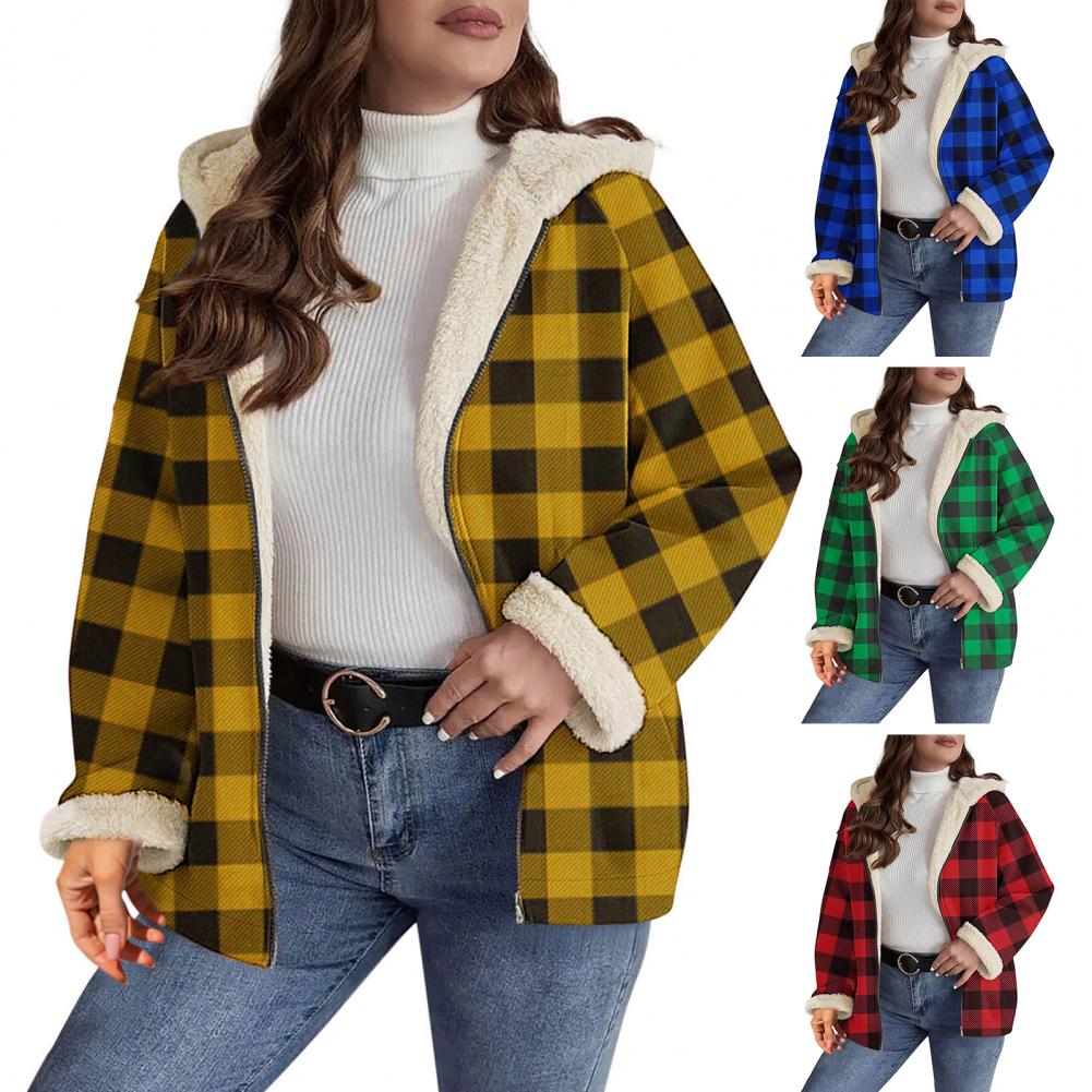 レディース シェルパ チェック柄 シャケット 長袖 フリース - Sherpa Jacket Fleece のレビューと価格