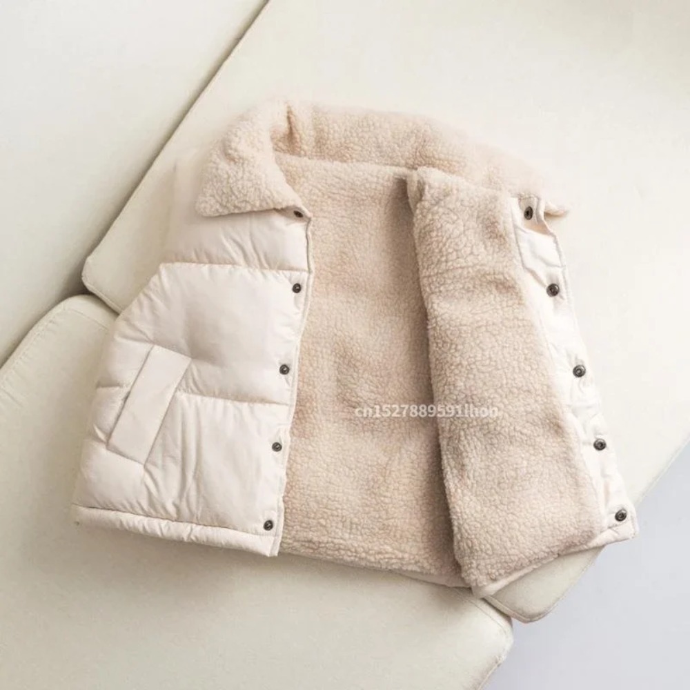 キッズ冬用暖かいパファーベスト、シェルパフリース裏地付きアウ - Sherpa Jacket Fleece のレビューと価格