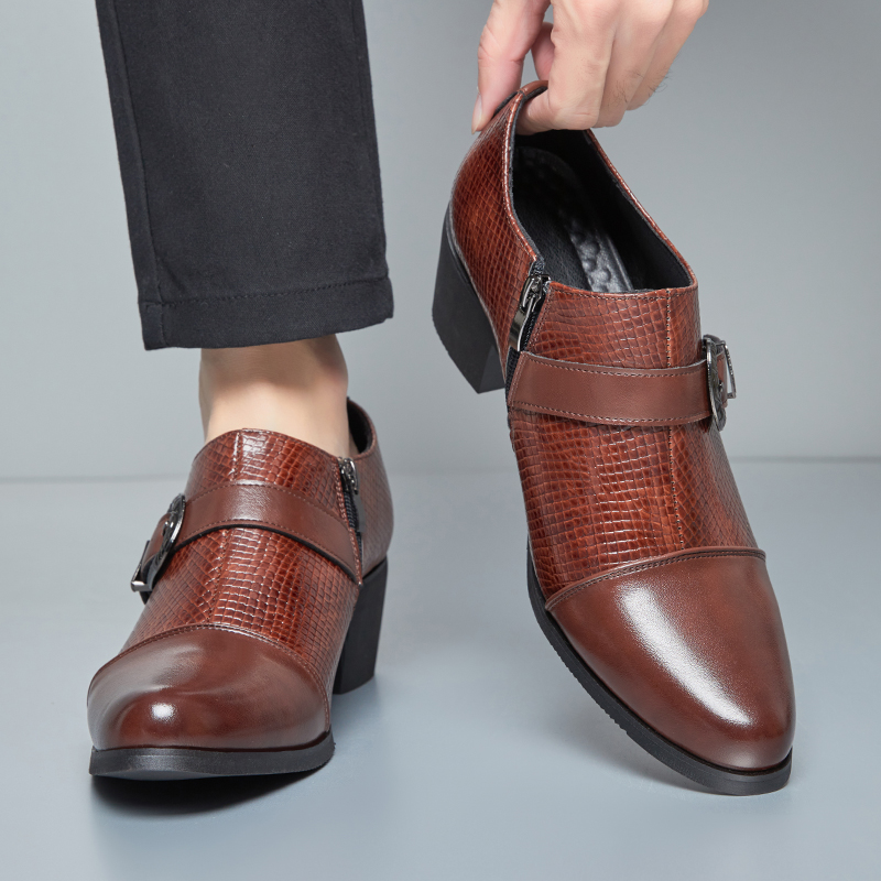 ヴィンテージスタイルメンズハイヒールレザーシューズスネークパ - Men'S Fashion Formal のレビューと価格