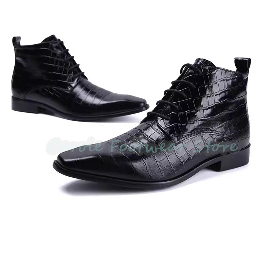 ファッション本革アンクルブーツ男性用ポインテッドトゥチャンキ - Mens Fashion Dress のレビューと価格