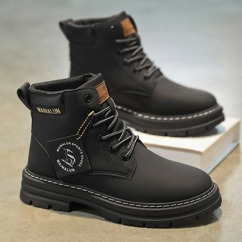 クラシックメンズハイカットブーツ高品質イエローレザーブーツフ - Men'S Fashion For 30 Year Olds のレビューと価格