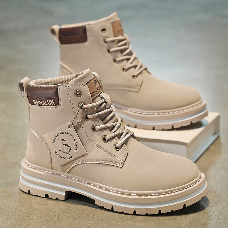 クラシックメンズハイカットブーツ高品質イエローレザーブーツフ - Men'S Fashion For 30 Year Olds のレビューと価格