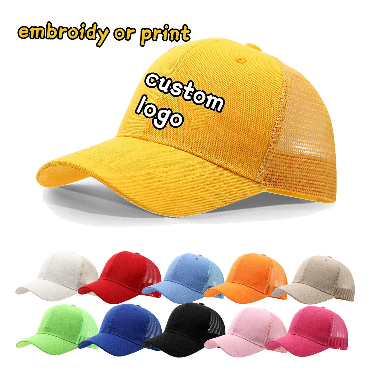カスタムロゴ刺繍プリント無地サマーメッシュハット メンズ＆レ - Trucker Hat Cap のレビューと価格
