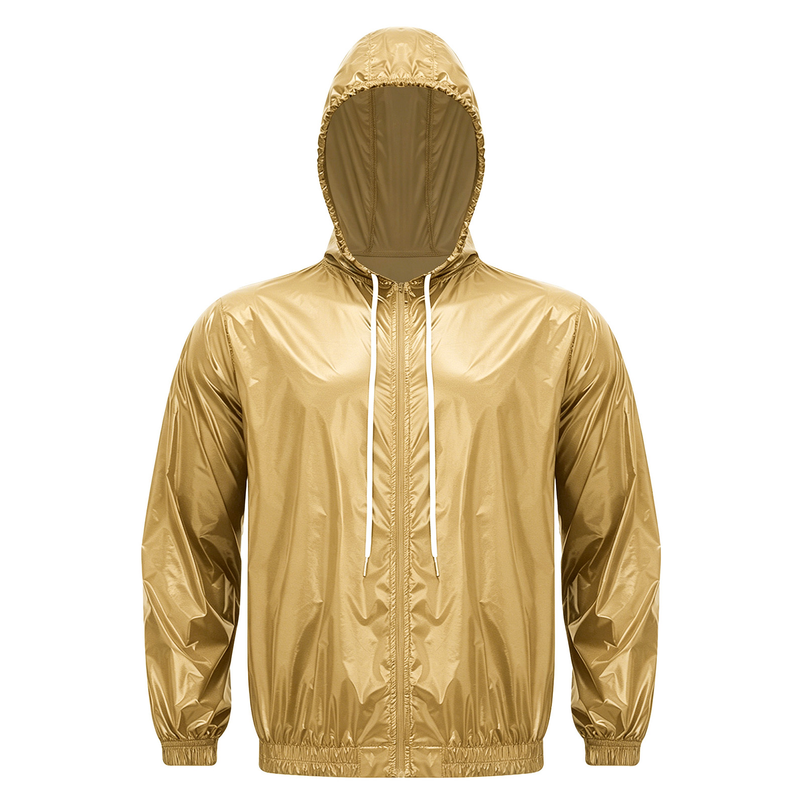 メンズ防水フード付きジャケットトップス長袖フロントジップアッ - Windbreaker Men Zip のレビューと価格