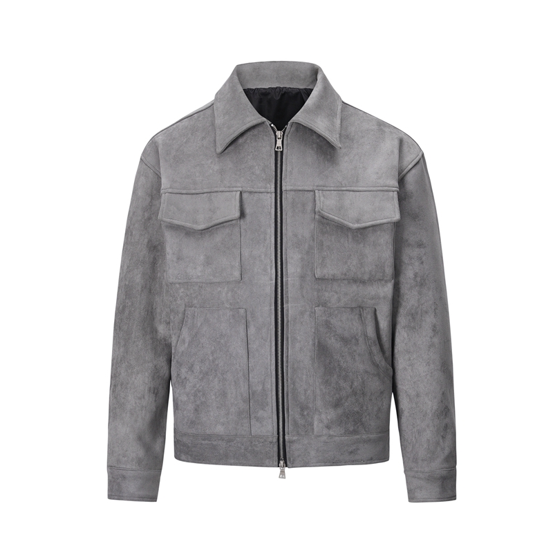 ハイストリートポケット付きラペルジップアップスエード厚手コー - Windbreaker Men Zip のレビューと価格