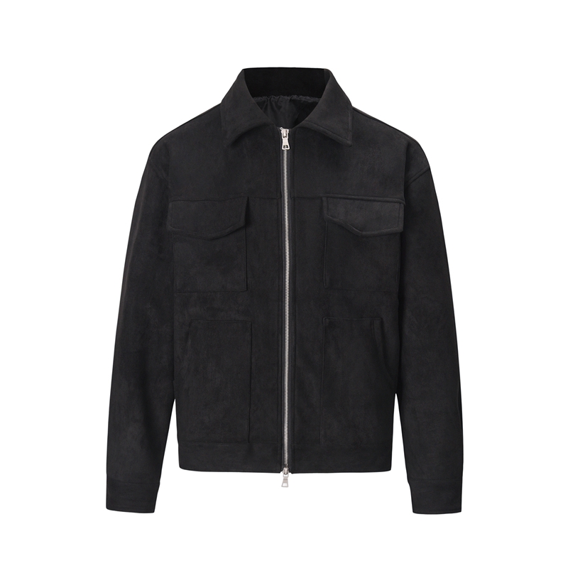 ハイストリートポケット付きラペルジップアップスエード厚手コー - Windbreaker Men Zip のレビューと価格