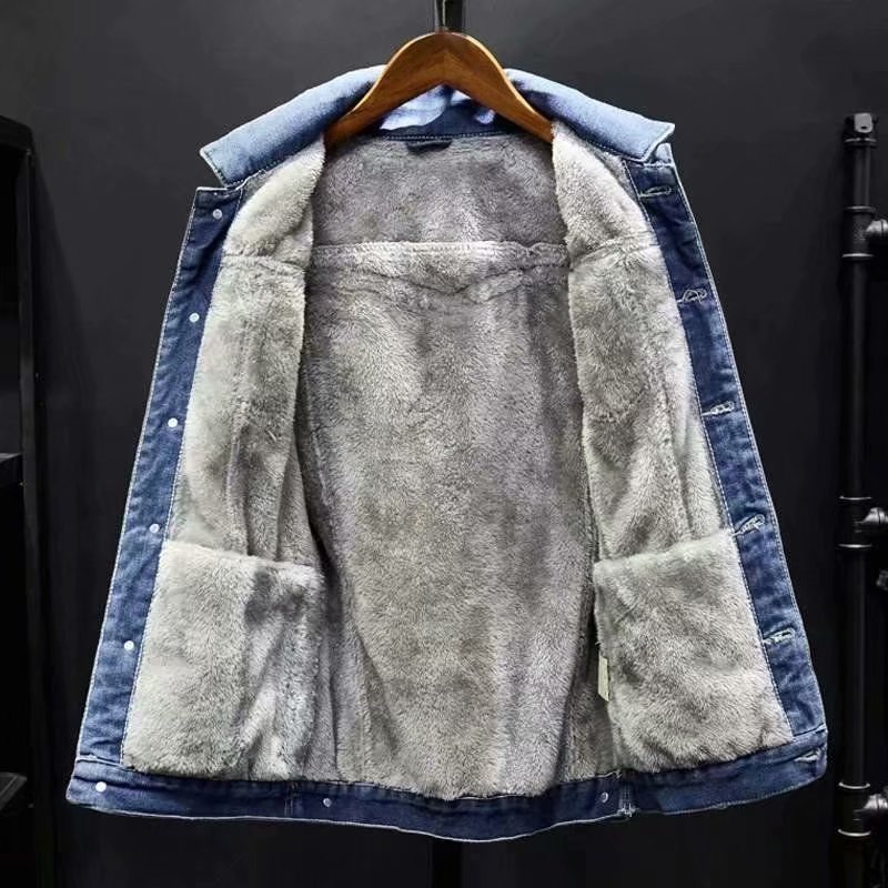 メンズフリース裏地デニムジャケット 冬用 厚手 暖かい シェ - Sherpa Jacket Fleece のレビューと価格