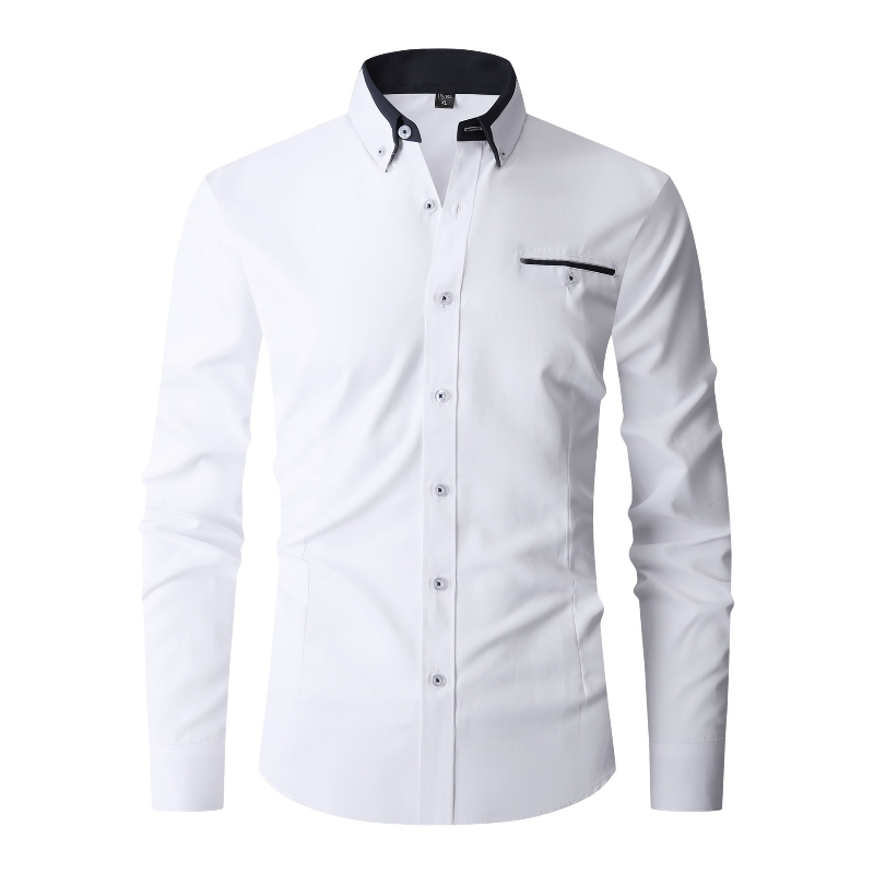 男性フォーマルシャツ長袖オフィス無地抗しわファッションビジネ - Men'S Fashion Formal のレビューと価格
