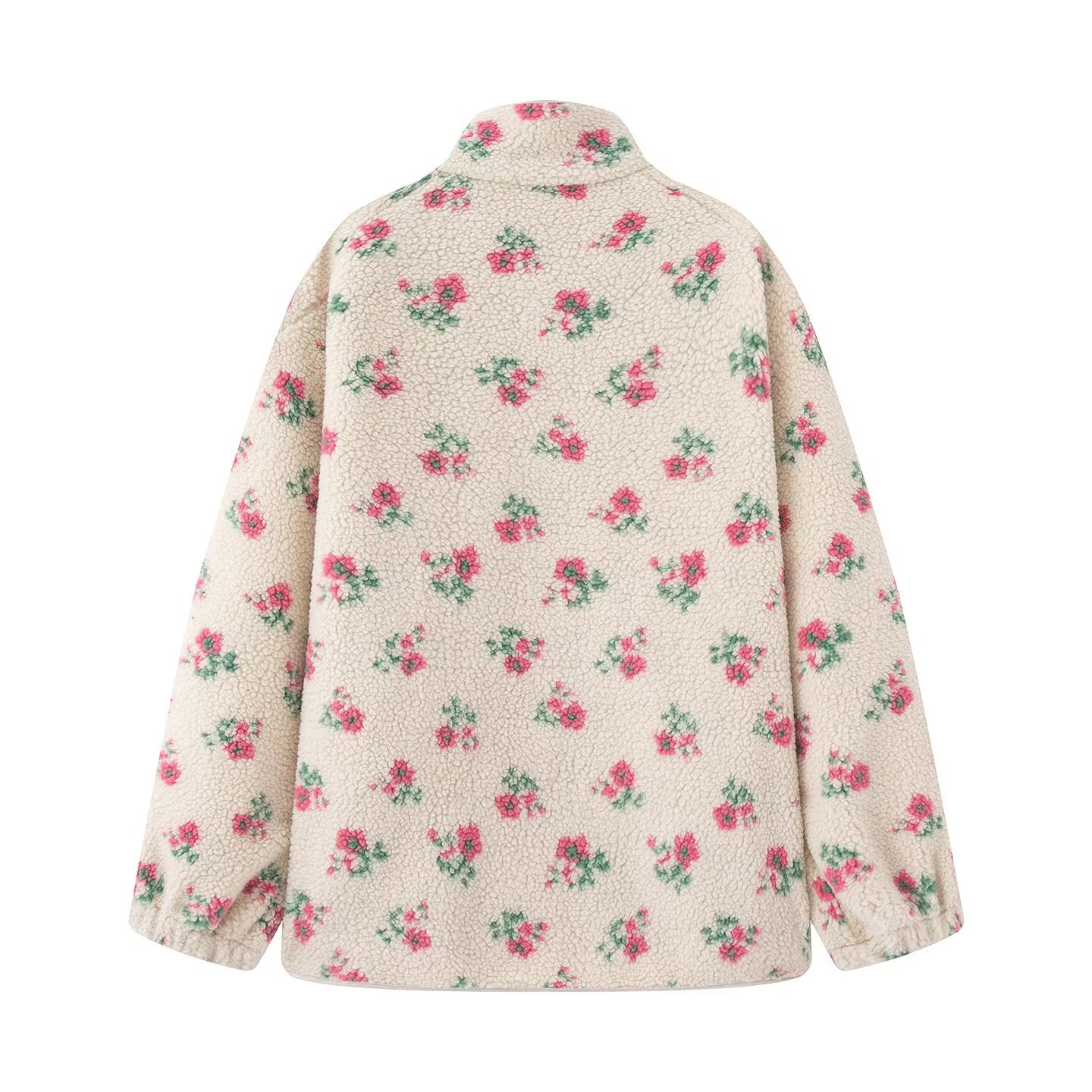 ファッション花柄ジャケット女性のための秋冬新暖かいハーフハイ - Sherpa Jacket Fleece のレビューと価格