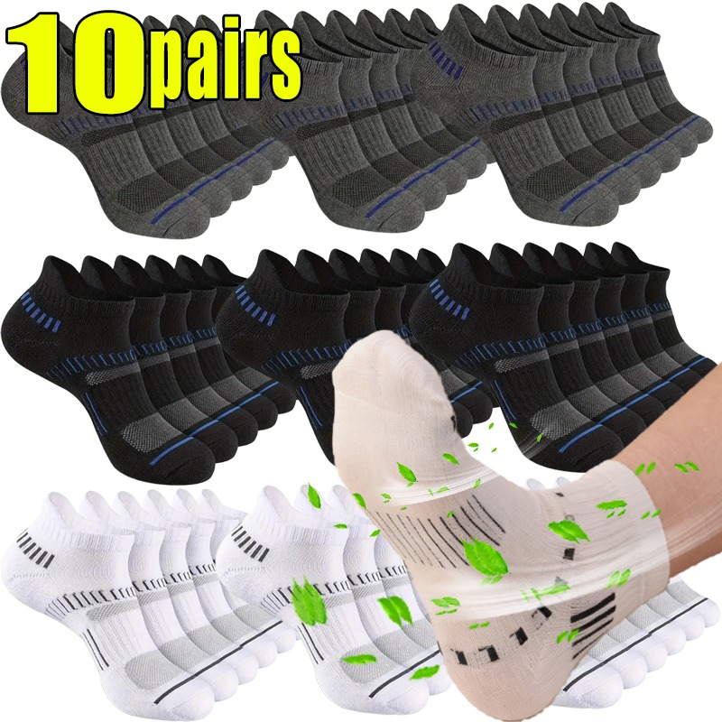 1-10 ペア通気性メッシュ男性靴下綿ローカット足首吸湿靴下 - Socks Ankle Men のレビューと価格