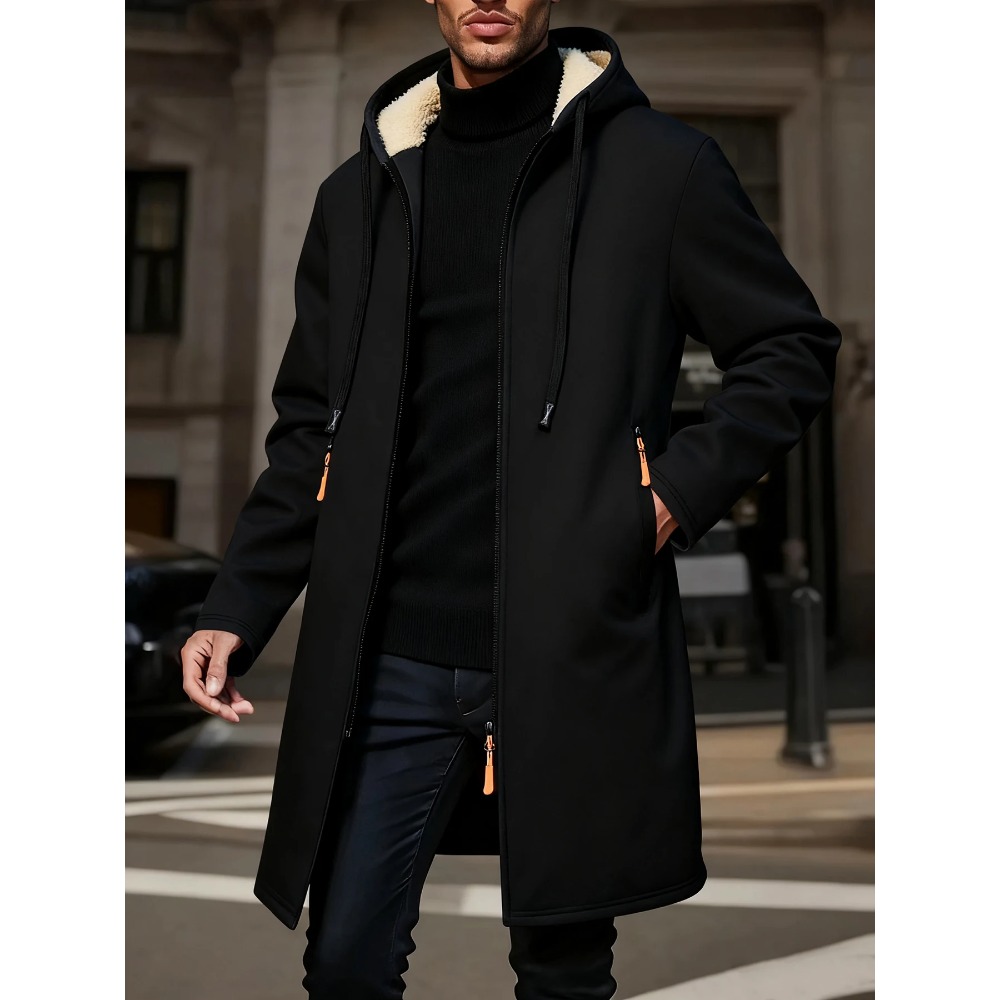 メンズ冬暖かいロングコートジッパージャケットジップウインドブ - Windbreaker Men Zip のレビューと価格