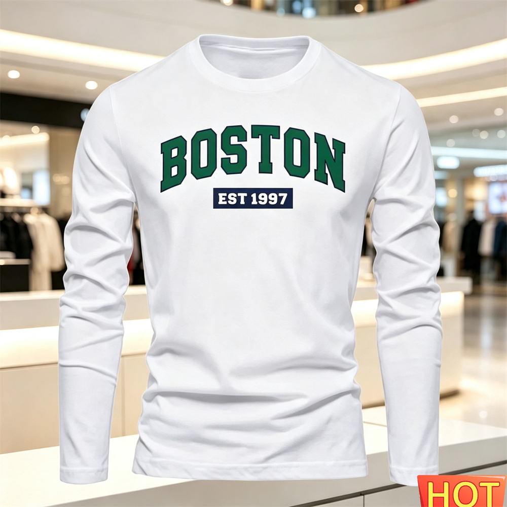 秋夏メンズ長袖 Tシャツレターパターンラウンドネック Tシャ - Mens Fashion Ideas のレビューと価格
