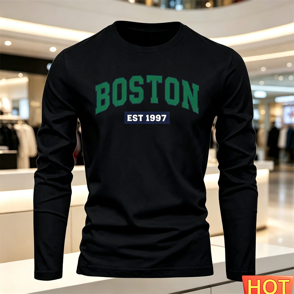 秋夏メンズ長袖 Tシャツレターパターンラウンドネック Tシャ - Mens Fashion Ideas のレビューと価格