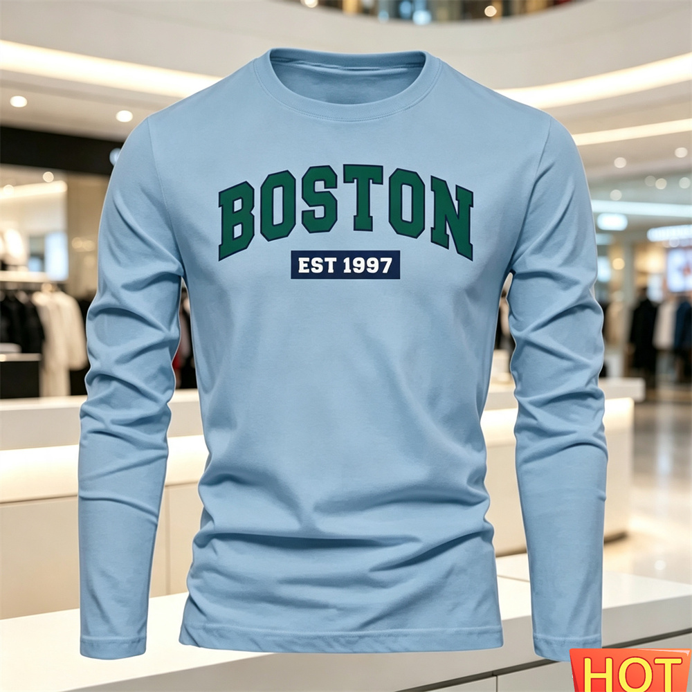 秋夏メンズ長袖 Tシャツレターパターンラウンドネック Tシャ - Mens Fashion Ideas のレビューと価格
