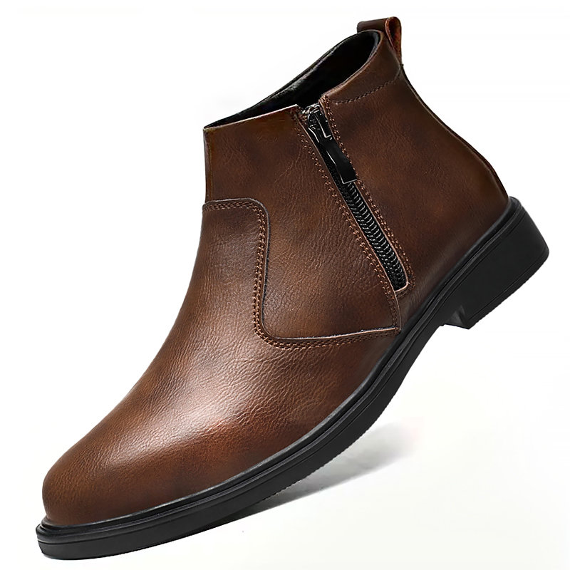 秋と冬の新しいメンズハイカットレザーシューズ、ジッパー付きレ - Men'S Fashion Formal のレビューと価格