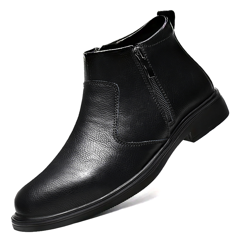秋と冬の新しいメンズハイカットレザーシューズ、ジッパー付きレ - Men'S Fashion Formal のレビューと価格