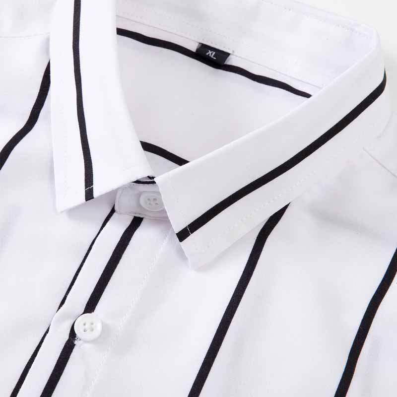 メンズストライプドレスシャツ長袖スリムフィットフォーマルビジ - Men'S Fashion Formal のレビューと価格