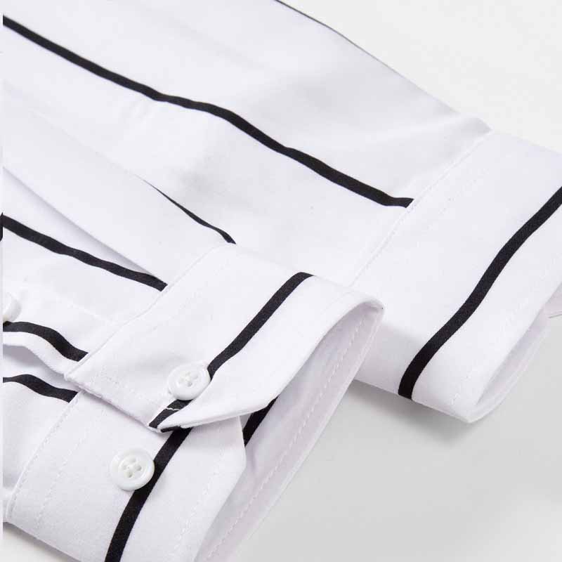 メンズストライプドレスシャツ長袖スリムフィットフォーマルビジ - Men'S Fashion Formal のレビューと価格