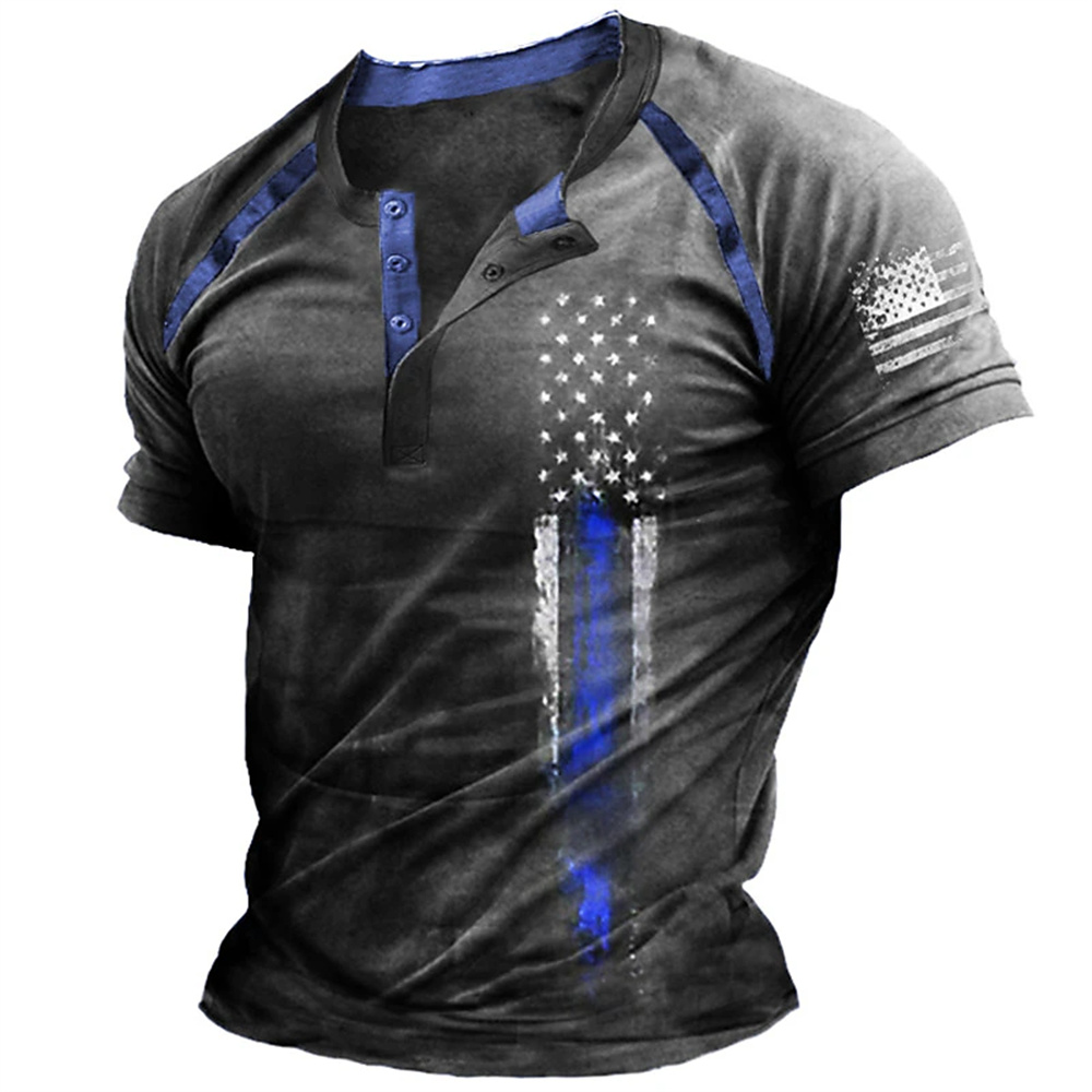 面白い 3D アメリカ国旗プリントメンズヘンリーシャツファッ - Mens Fashion Ideas のレビューと価格